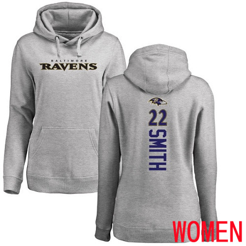 Baltimore Ravens Ash Women Jimmy Smith Backer NFL Football #22 Pullover Hoodie Sweatshirt